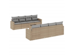 Maison Exclusive - 9 Pcs Conjunto De Sofás P/ Jardim Com Almofadões Vime Pe Bege