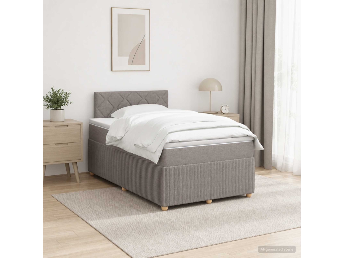 Vidaxl Cama Box Spring Com Colchão Cinzento-acastanhado 120 X 190 Cm