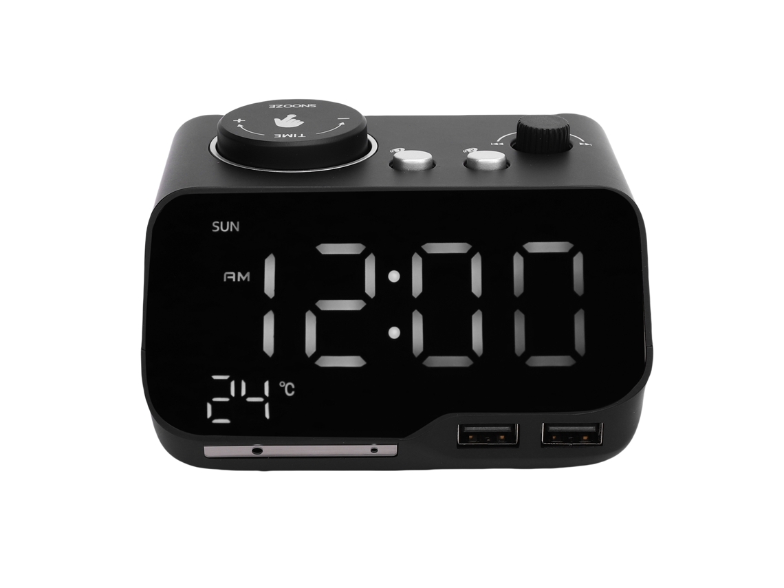Relógio Digital Dual Com Bluetooth, Rádio Fm E Sensor De Temperatura Da Laxiscreed