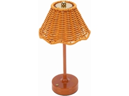 Luminária de mesa LED Marhynchus, com cabeceira em rattan, controle por toque e bateria recarregável.