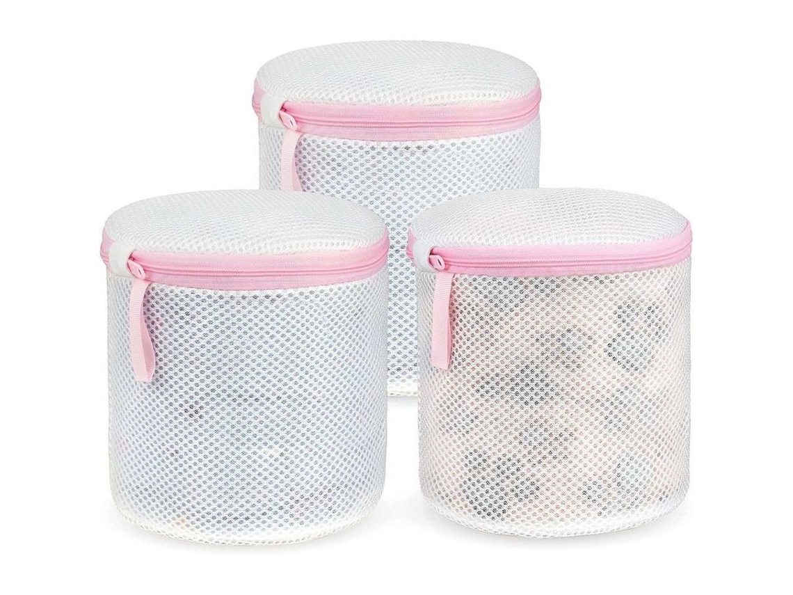 Bolsas De Lavado Para Lencería, 3 Piezas Malla Cilíndrica Con Cremallera Para Brassieres, Ropa Interior Y Calcetines