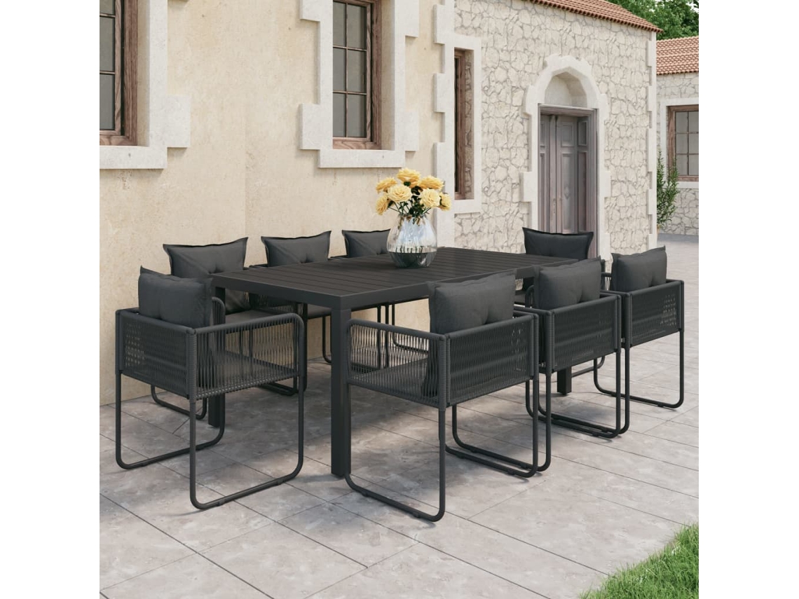 Pcs Conjunto De Jantar Para Jardim Vime De Pvc Preto Dkd Home Decor