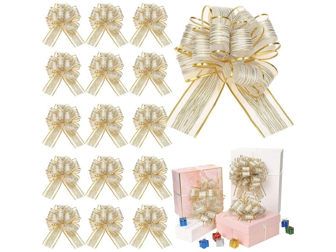 40 Laços De Natal Para Presentes Em Branco Com Fita De Embalagem De Organza Bonito Design Floral