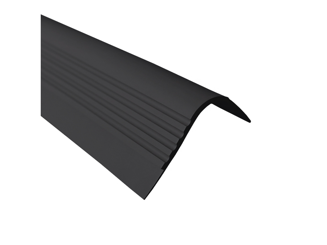 Perfil De Borda De Escada Quest Pvc 40x42 Mm Com Inserção De Segurança, Preto, 150 Cm