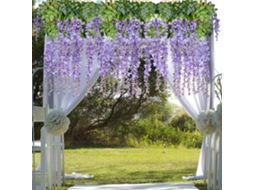 12 Peças de Flores Artificiais de Seda, Trepadeira de Glicínia, Flores Pendentes AQUAFORGE