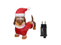 Cachorro Dachshund Inflável Iluminado 1,5m, Poliéster, Decoração de Natal