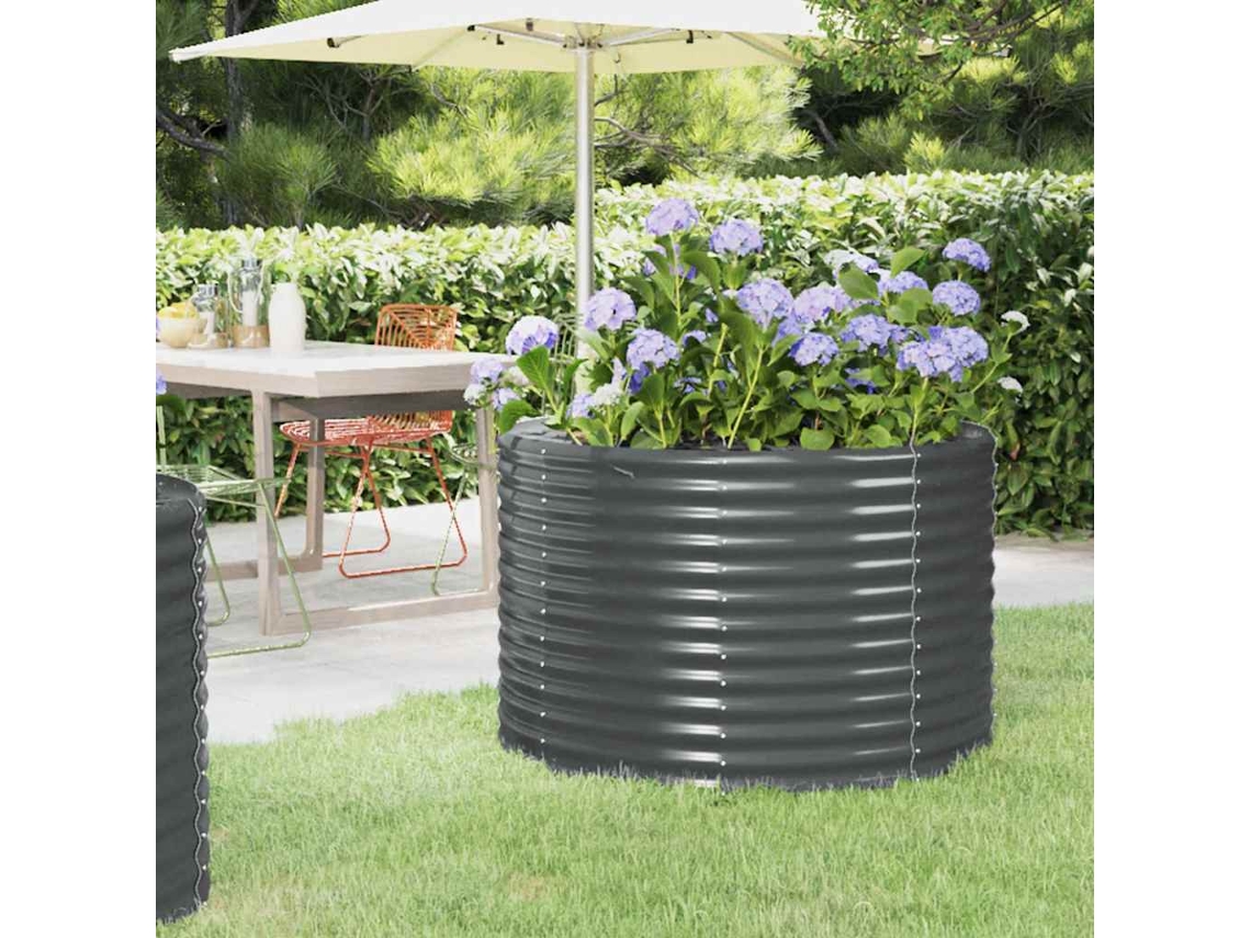 Vidaxl Canteiro Elevado Jardim 100x100x68 Aço Galvanizado Antracite