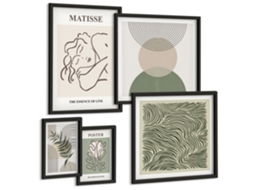 Conjunto De Pinturas Composições Vegetais Minimalistas Espelharte (5 Peças)