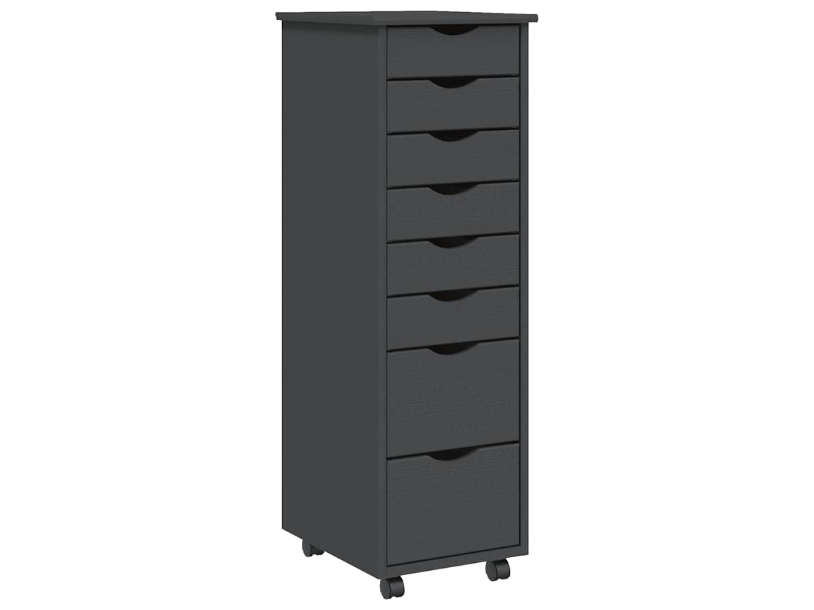 Rolling Cabinet, Rolling Cabinets Vidaxl Cinzeto Madeira De Pinho (34 X 39 X 103 Cm)