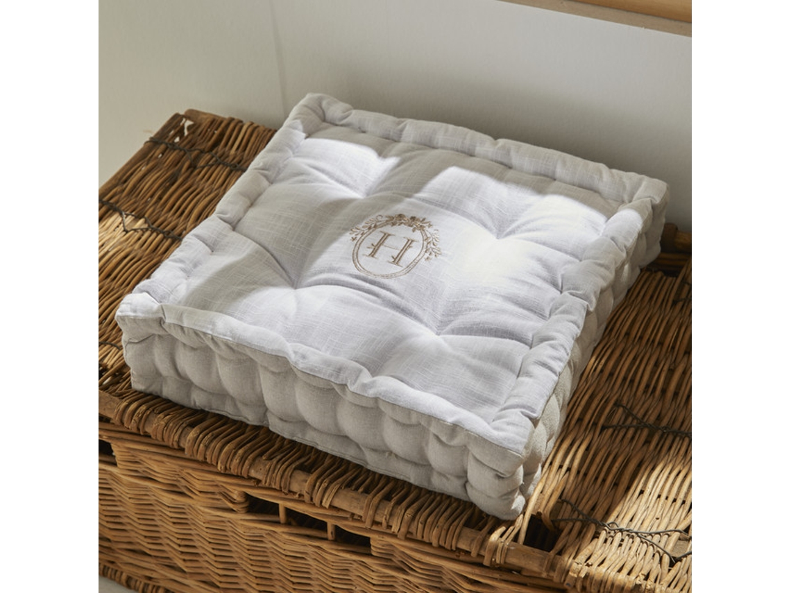 Almofada Bordada para Pavimentos Ou Paletes 100% Algodão. M/Homelinen.03 40X40X10Cm MEVAK LIVING