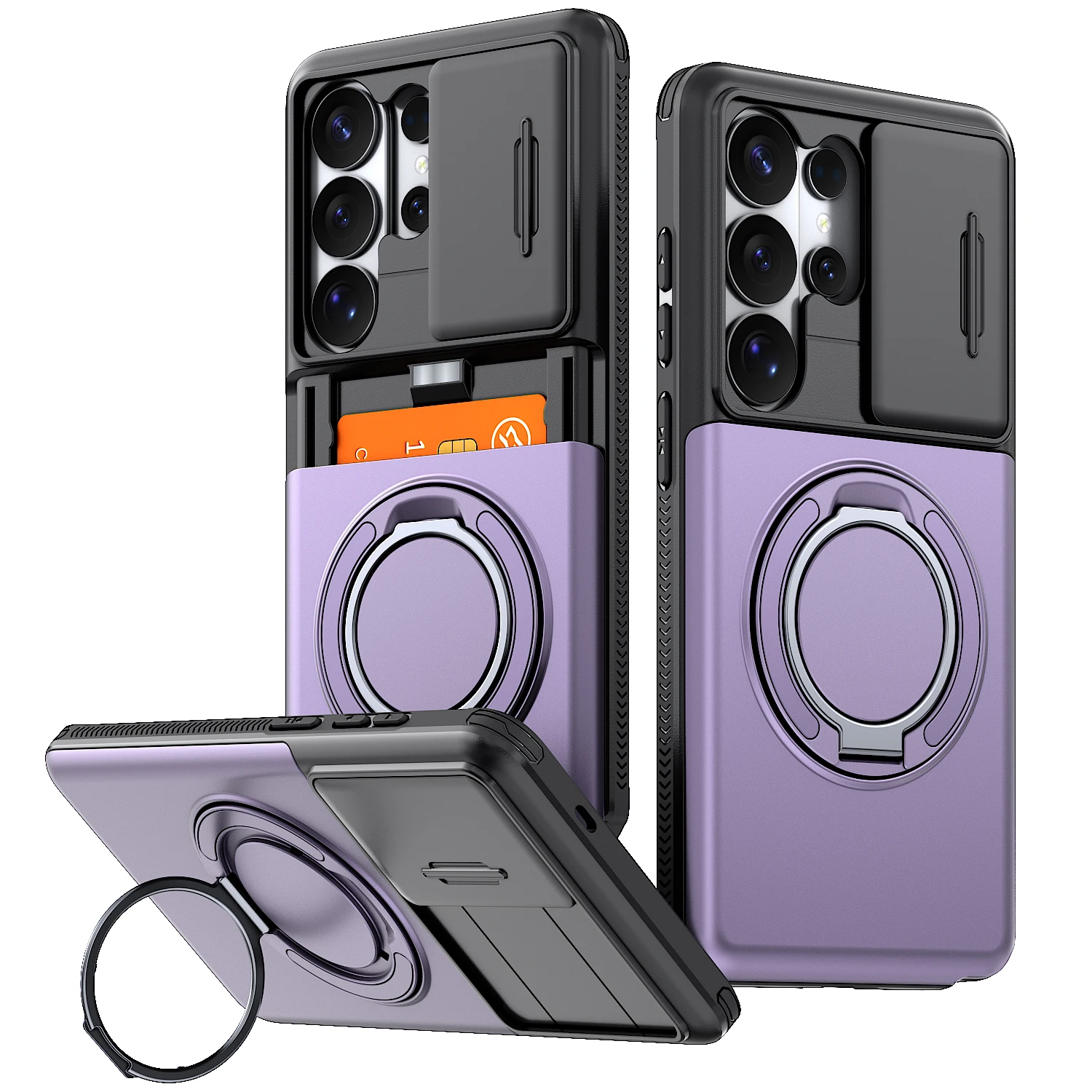 (roxo Samsung F07) Capa Protetora Deslizante Para Câmera, Suporte Magnético Para Carro
