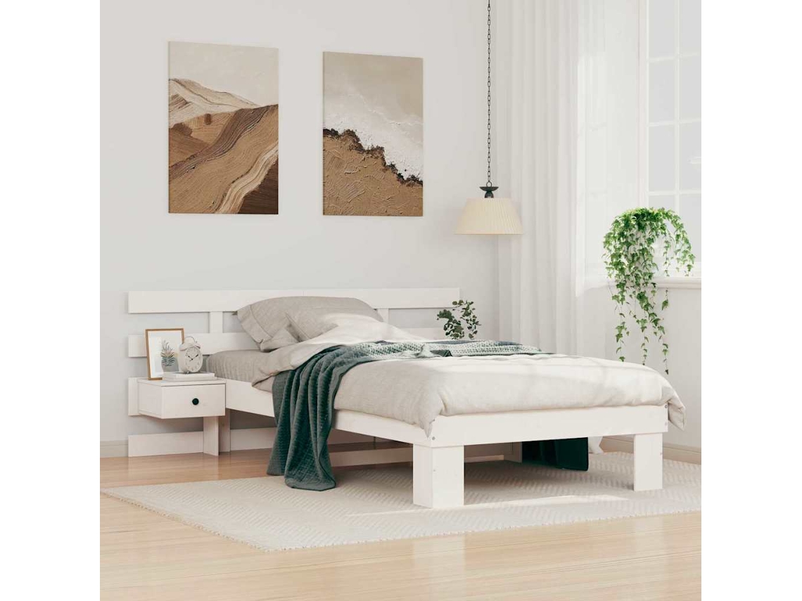Vidaxl Estrutura da Cama Branco 75 X 190 Cm Madeira de Pinheiro Sólida