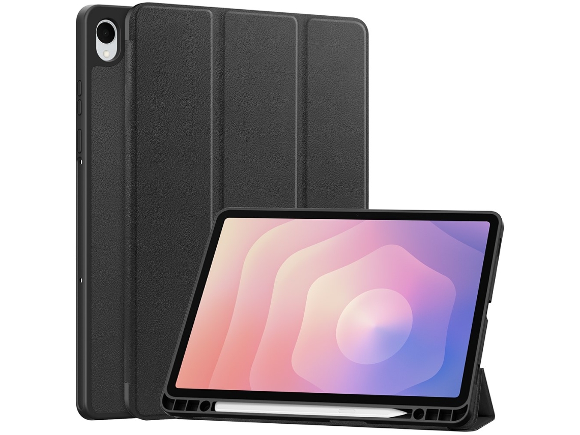 Capa dupla para Samsung Galaxy Tab S11 com suporte Caneta, Preta
