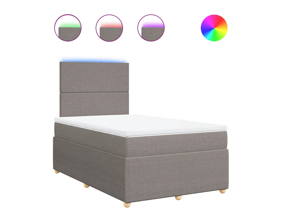 Box Spring Bed, Box Spring Beds Vidaxl Cinzento-acastanhado Tecido (120 X 190 Cm)