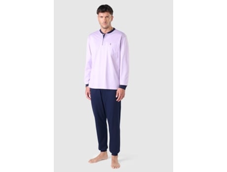 Pijama longo premium masculino com carcela e malha piqué The Night Owl