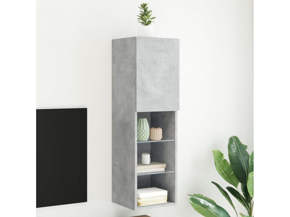 Vidaxl Móvel De Tv Com Luzes Led 30,5x30x102 Cm Cinzento Cimento