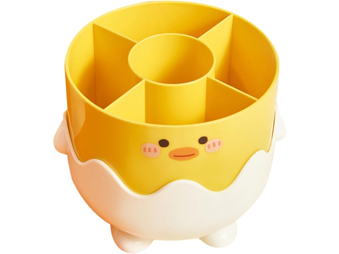 Organizador De Maquiagem De Mesa Com 5 Compartimentos Em Pp, Amarelo
