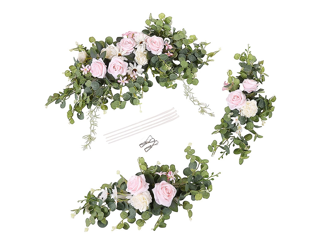 Laxiscreed Conjunto De 3 Flores Artificiais Com Fitas E Ganchos Para Decoração Rosa