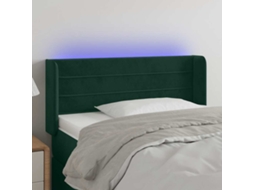 Cabeceira | Painel De Cama Cama C/ Luzes Led Veludo 103x16x78/88 Cm Verde-escuro