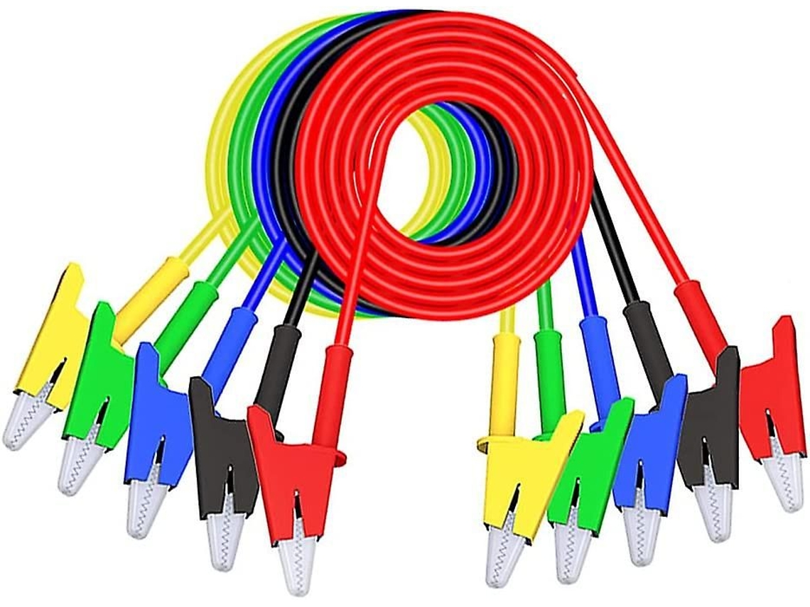 5 Pinos Jacaré Isolados Com Cabos De Teste, 5 Cores, 45 Polegadas
