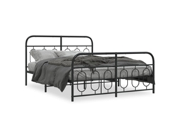 Bed Frame, Bed Frames Vidaxl Preto Metal (150 X 200 Cm)
