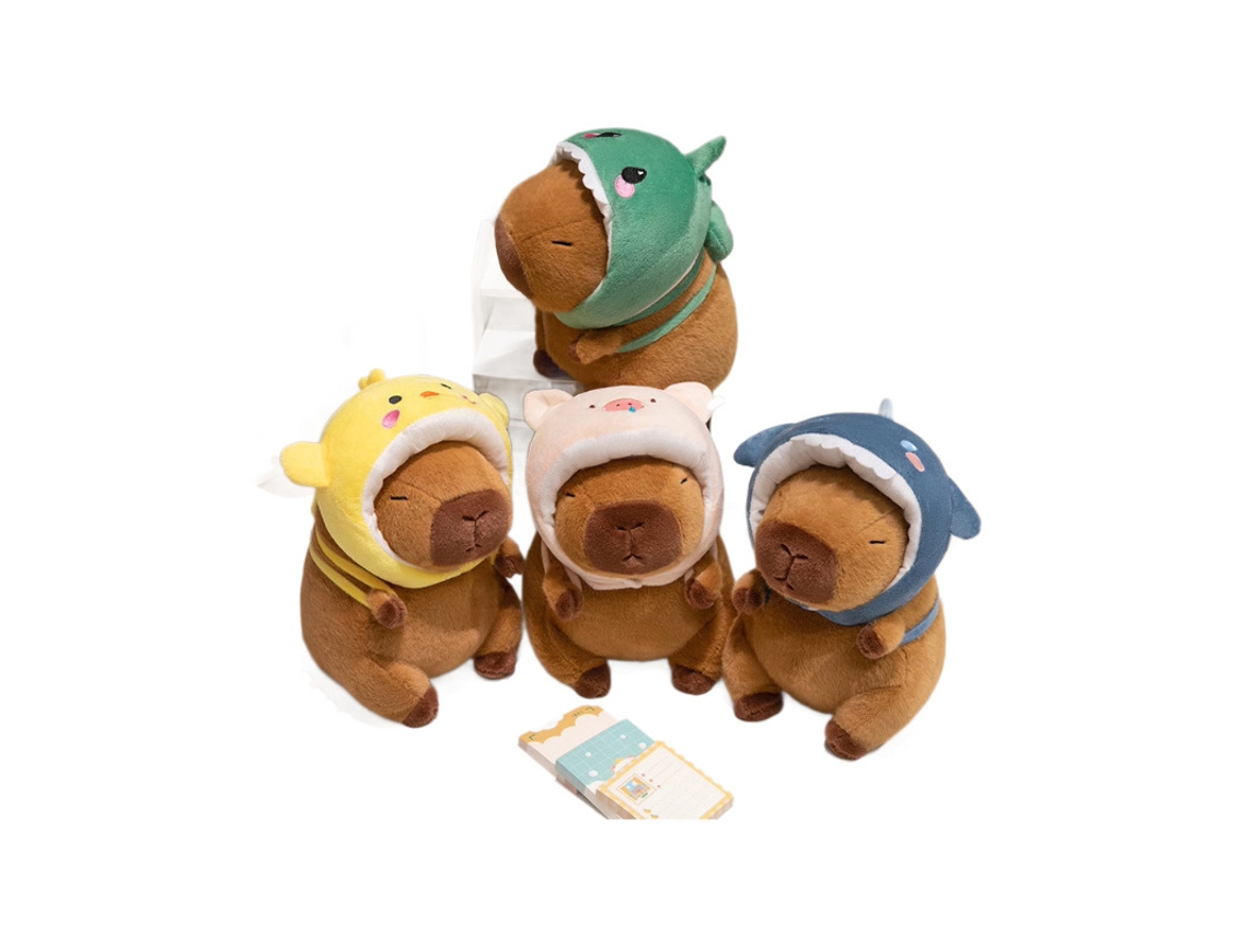 Mochila de Pelúcia Fofa com Cabeça de Animal Capivara / Porco Rosa Tamanho P/m CHABERLU
