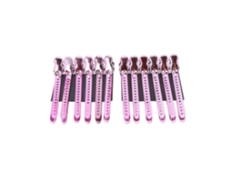 2026 12pcs Pinzas de Pato Profesionales para Peluquerías Portátiles para Pelo Grueso Morado Rosa