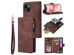 Capa Para Iphone 15 Plus Pele Sintética Com Porta-cartões Preto