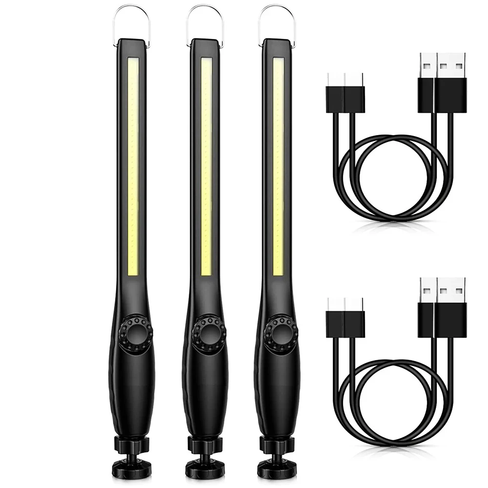 Lanterna de Trabalho Led Cob Magnética Recarregável Via Usb, Lanterna Portátil MDUG (3 Unidades)