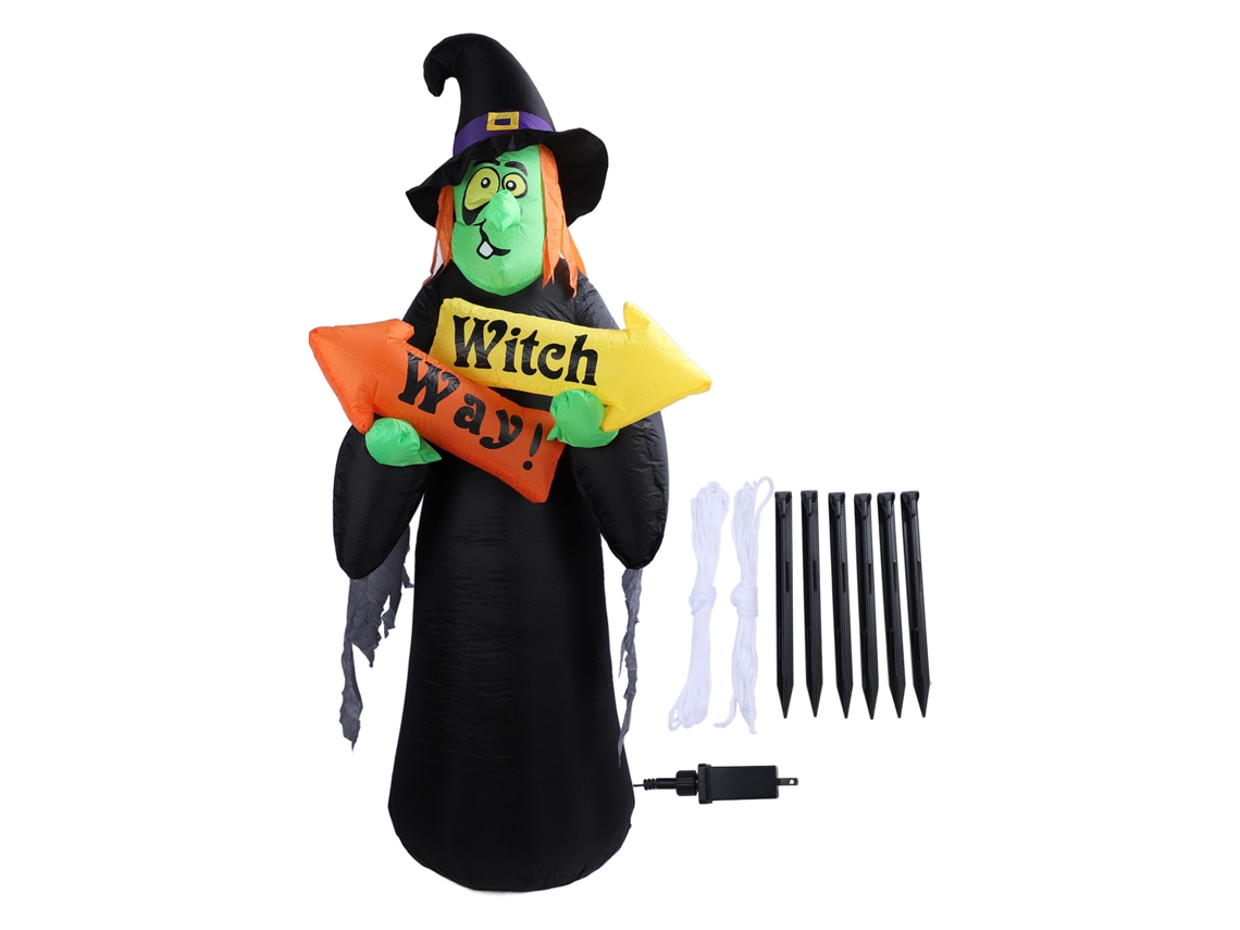 Decoração Inflável de Bruxa com Luz para Halloween 1,35m com S/MARCA