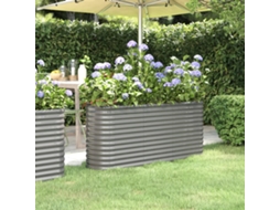Vidaxl Canteiro Elevado Jardim 152x40x68cm Aço Galvanizado Cinzento