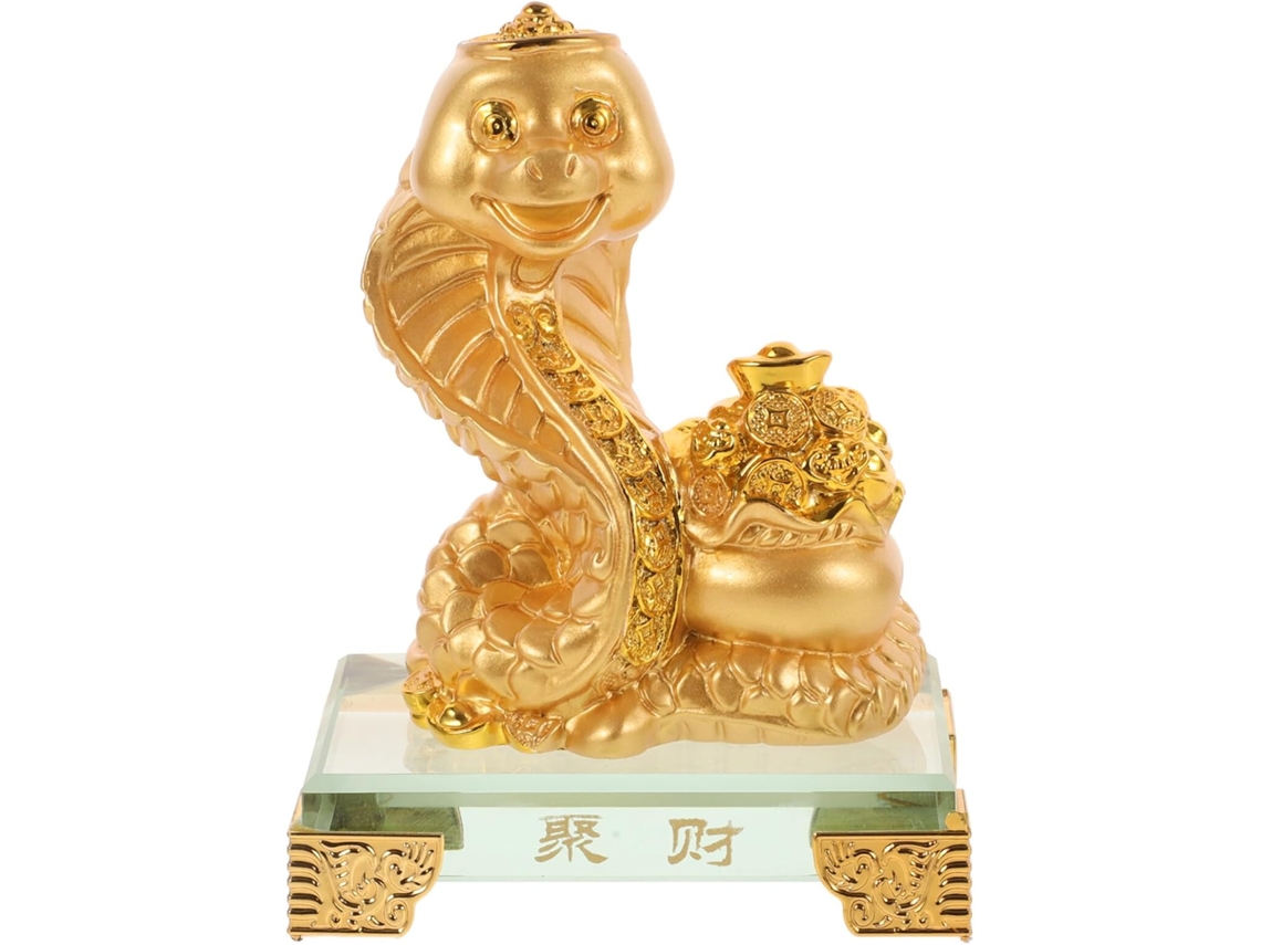 Estatua compacta de serpiente del zodiaco en aleación de oro, elegante decoración para la oficina y el hogar GOKOCO