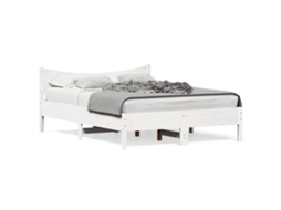 Estrutura De Cama Vidaxl Madeira De Pinho Maciça Branco (135 X 190 Cm)