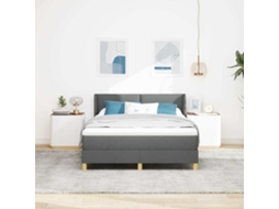 Vidaxl Cama Box Com Cabeceira Manual Cinza Escuro 200 X 140 Cm Tecido