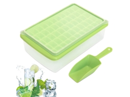 Bandeja para Cubos de Gelo com Tampa e Caixa para Freezer. Bandeja Pequena para Fazer Cubos de Gelo e Molde -Verde