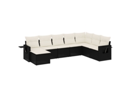 Conjunto de 8 Sofás de Jardim com Almofadões Vime Pe Preto MAISON EXCLUSIVE (8 pcs)