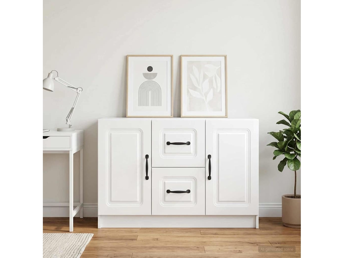 Vidaxl Buffet Branco Brilhante 89 X 34,5 X 57 Cm Derivados De Madeira
