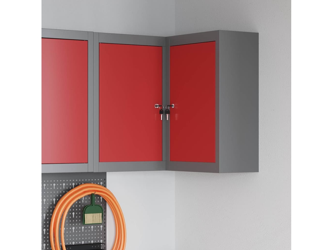 Vidaxl Armário De Ferramentas Vermelho E Cinza 55 X 55 X 55 Cm