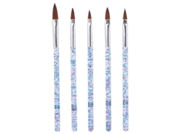 Set De 5 Pinceis Para Arte De Unhas Pintura Desenho Diy Nylon Portátil Para Casa E Salão