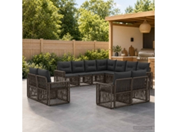 Vidaxl Conjunto De Sofá De Jardim 11 Unid. Cinza E Cinza Escuro