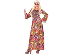 Fato de hippie com figuras multicoloridas para mulher