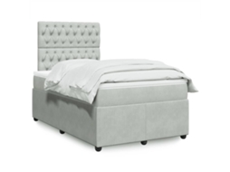 Cama Boxspring Com Colchão 120x190 Cm Veludo Cinzento-claro