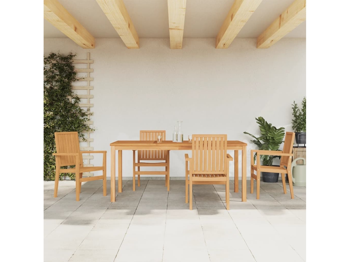 Vidaxl 5 Pcs Conjunto De Jantar P/ Jardim Madeira De Teca Maciça