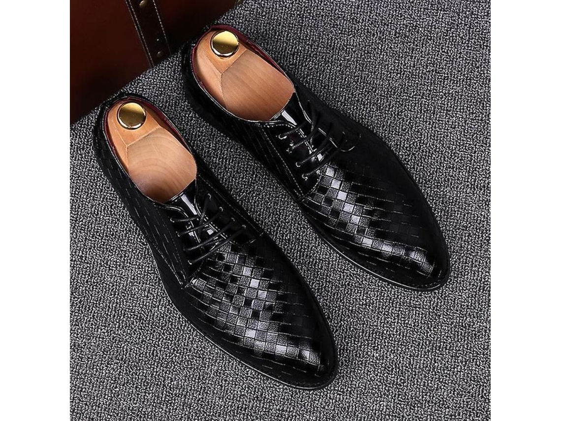 2026 zapatos de Cuero Formal para Hombre Oxford Rojos Geométricos Ybqjoo para Negocios Fiesta Boda Primavera Otoño 45 Negro