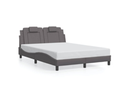 Estrutura de Cama Viana Couro Artificial Cinzento Sem Colchão 140x190 cm
