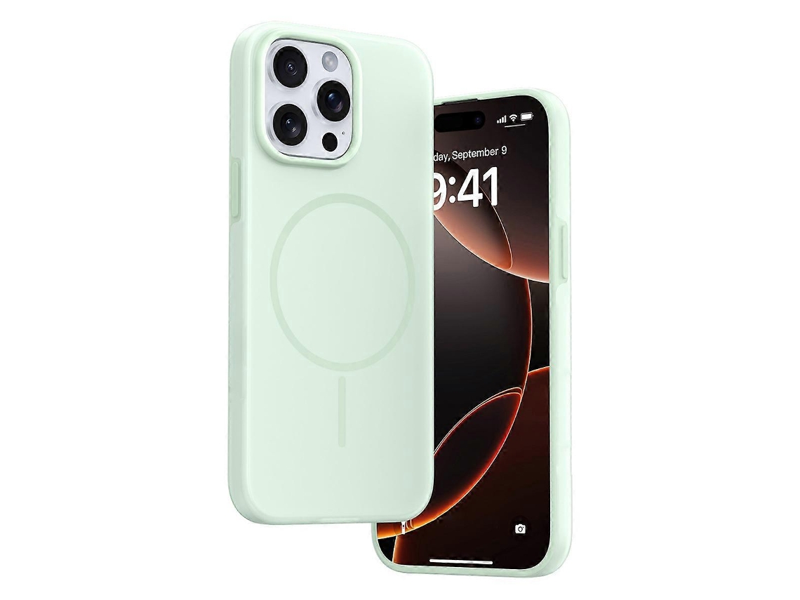 Capa Tkdaddy Para Iphone 15 Pro Max Compatível Com Magsafe Ice-transparente De Silicone Líquido Capa De Telefone Para Pc Verde