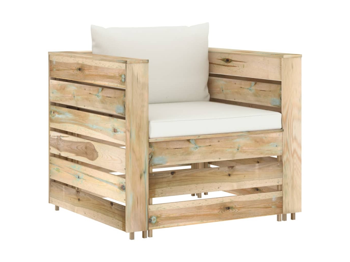 Maison Exclusive - 2 Pcs Conj. Lounge Jardim C/ Almofadões Madeira Impreg. Verde