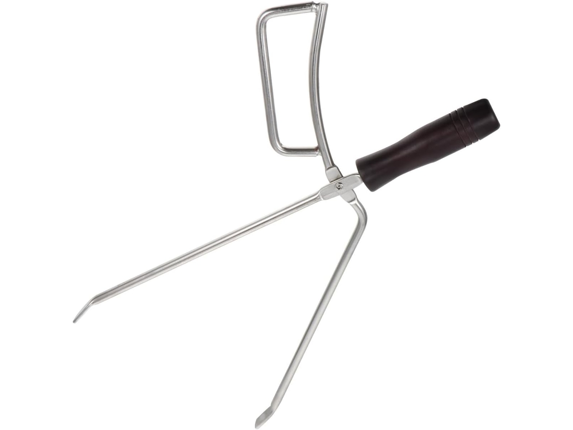 Pinça Para Carvão Artibetter, Acessório Para Churrasco, Aço Inoxidável Com Cabo Ergonômico De Madeira, Prática E