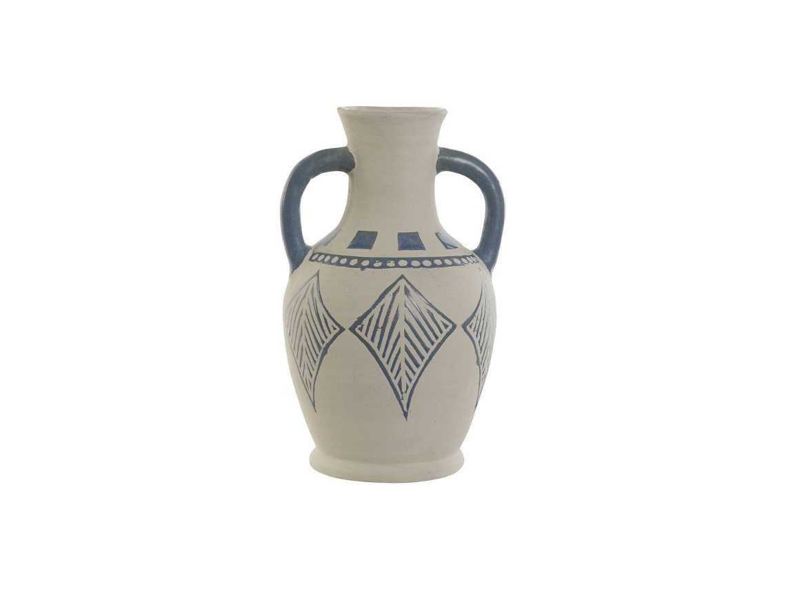 Vaso HOME ESPRIT Azul Bege Cerâmica Mediterrâneo 15 x 15 x 25 cm