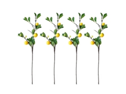 Conjunto De 4 Ramos Artificiais De Limão Com Múltiplas Cabeças Da Laxiscreed Para Decoração Natural